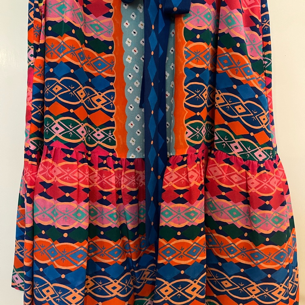SALONI Blue Multi-Color Patterned Button Dress - Picture 5 of 8